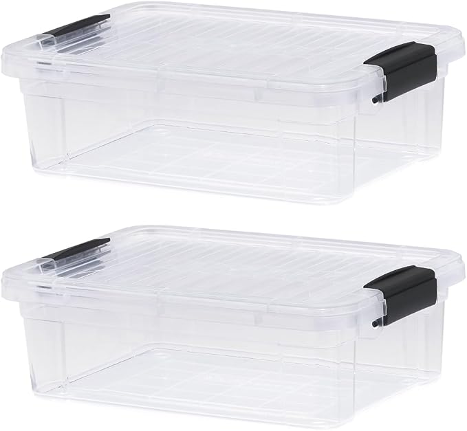 Superio Storage Bins with Lids- 2 Pack, 4.5 Qt Clear Boxes for Organizing, Stackable Plastic Containers- BPA Free, Non-Toxic, Odor Free, Organizer for Home, Office, Dorm
