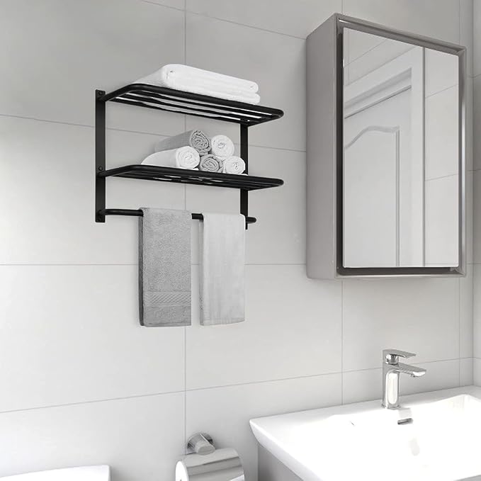 3-Tier Bathroom Towel Rack, SUS 304 Wall Mount, Matte Black