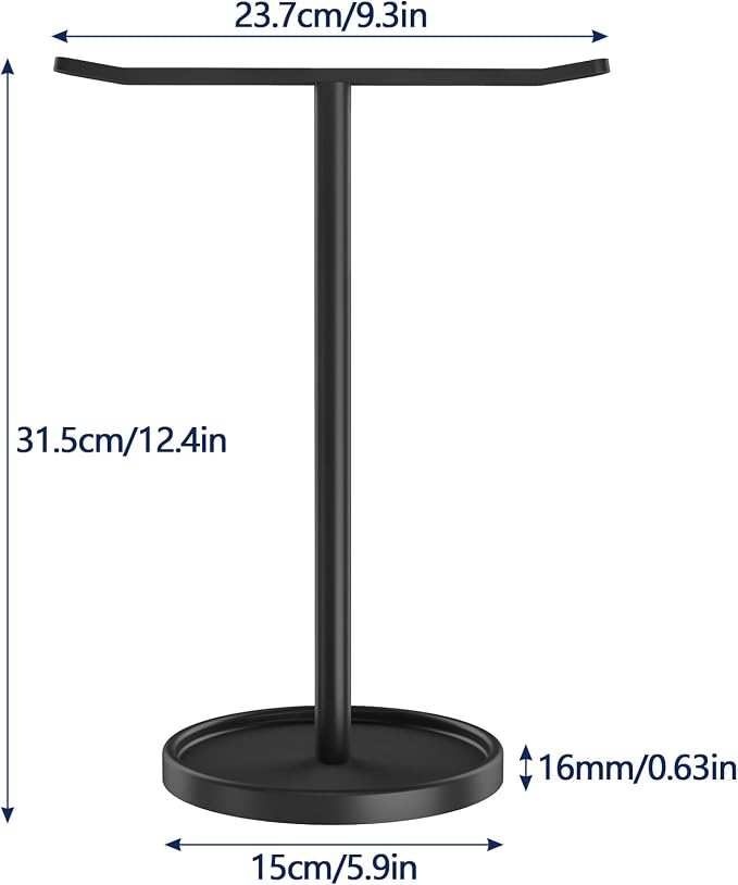 STWWO Hand Towel Holder, Stainless Steel Towel Holder Stand for Bathroom, Kitchen Countertop, T-Shaped Hand Towel Rack Stand, Black