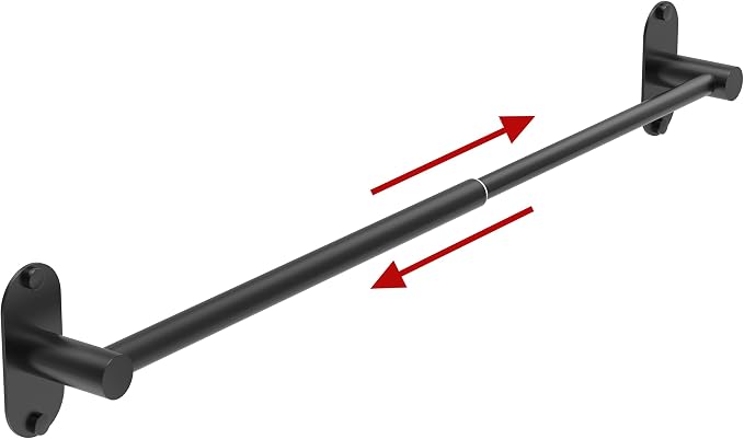 Towel Bar, Adjustable 16.7inch–28.5inch Towel Rack, Self Adhesive Towel Racks for Bathroom Wall Mounted, 304 Stainless Steel Hand Towel Holder, for Kitchen Use (Matte Black, 1Pack)