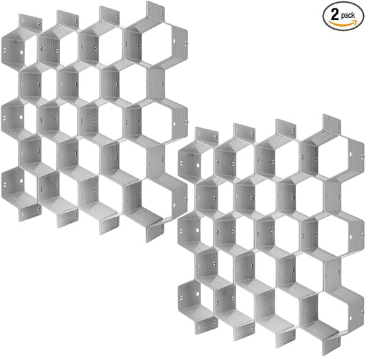 Drawer Divider Organizer DIY Plastic Grid Honeycomb Drawer Divider Gray 2 Pack