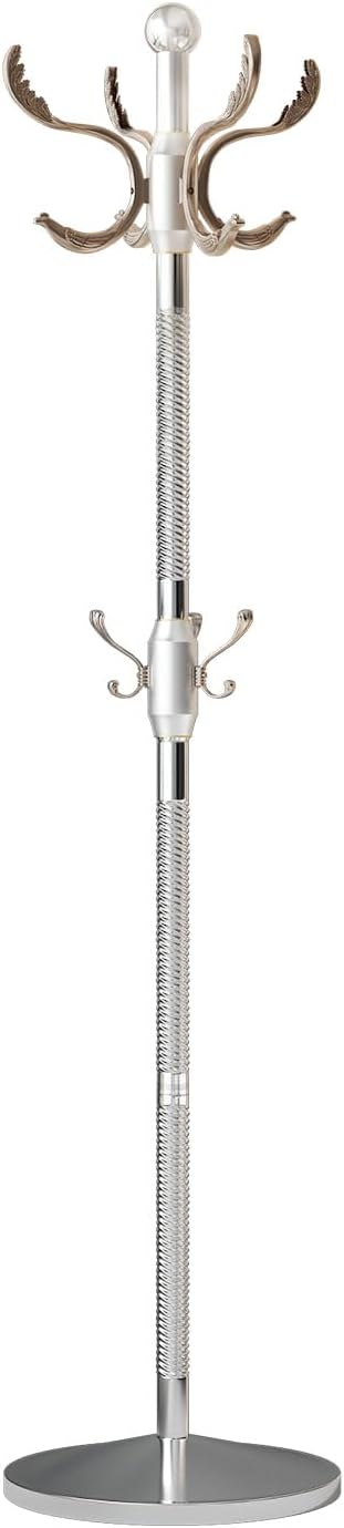 Metal Coat Rack Stand Coat Rack Freestanding with 12 Hooks,Silver | Sturdy Heavy Duty Modern Coats Tree for Bags Clothes Hall Tree Hats Hanger Holder Stand for Entryway Bedroom Hallway Office