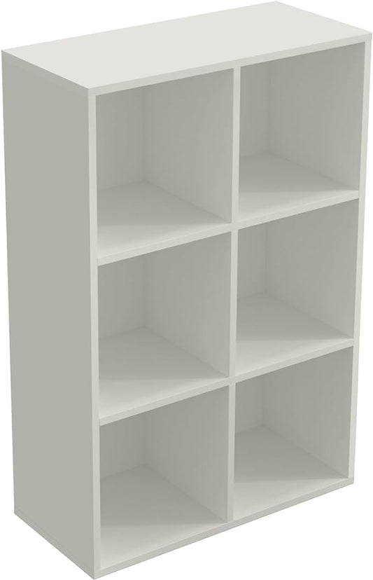 OSCHF 6-Cube Storage Shelf Bookcase, Warm White | Wooden 3-Tier Open Bookshelf, Fits 11×11" Bins, Vertical or Horizontal Use, Full Back Panels, For Home Office