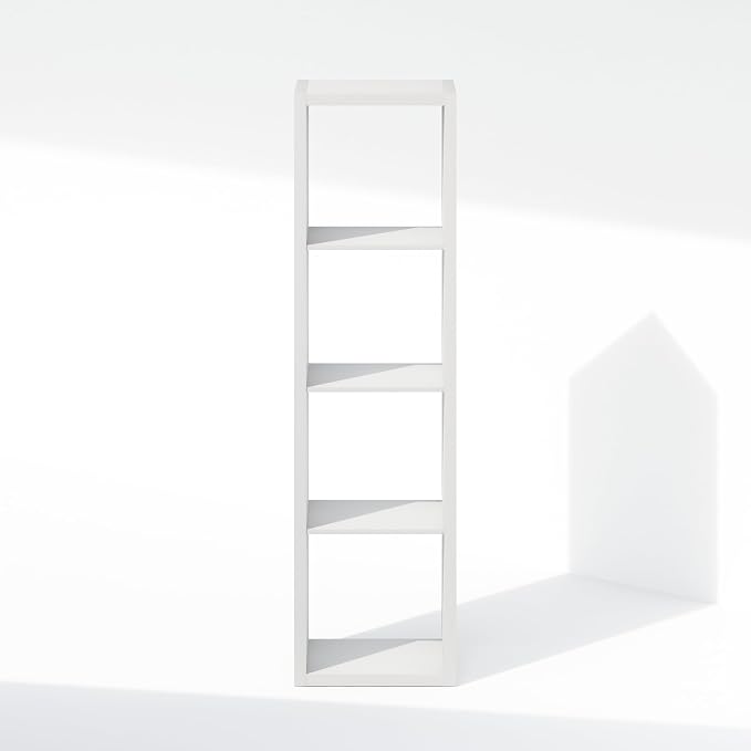 Furinno Cubic Extra Thick 4-Cube Closet Organizers and Storage, White | 14.6 x 16 x 58 in, Vertical Open Shelf Closet Storage, Closet Organizer, for Wardrobe, Bedroom, Living Room