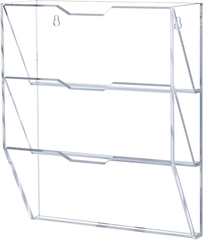 MyGift 3 Tier 10 Inch Clear Acrylic Mail Sorter, Wall Mounted Letter Holder for Home Entryway or Office Document Organizer Rack
