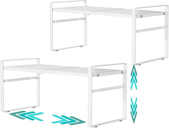 Expandable Cabinet Shelf Organizer Riser for Kitchen Pantry Cupboard Under Sink Countertop,Kitchen Cabinet Shelf 8.3’’D * 12.2-23.6’’W * 10.4’’H