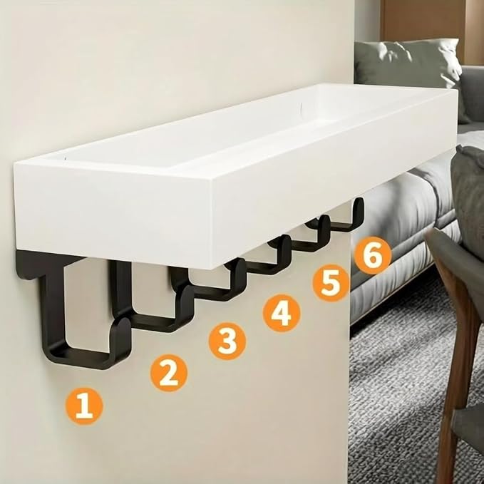 Wall Mounted Keychain with Shelving - Decorative Mailing Organizer and Key Hook for Entrance Channels with Mounting Hardware (9.64" W x 2.36" H x 2.75" L)