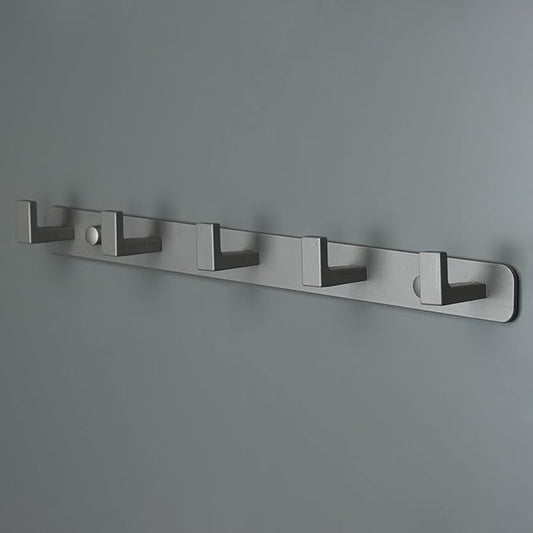 Coat Rack, Heavy Duty Stainless Steel 5 Tri Coat Hook Hanger, Wall Mounted Storage Wall Hooks, Rustic Clothes Hook/Key Hook Rail for Bathroom Kitchen Entryway(5 Hook Grey)
