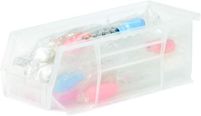 Akro-Mils 30224 AkroBins Plastic Storage Bins, 11"x 4"x 4", Clear, 12-Pack | Space-Saving Stackable Bins for Garage, Pantry, Craft Organization