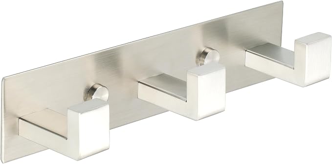 Alise Coat Hook Wall Mount Hat and Coat Rack 3 Hooks Wall Mount,Brushed | Key Hooks for Robes,Bags,Keys,and Towels,SUS304 Stainless Steel Wall Hooks for Hanging,Self Adhesive or Drilling