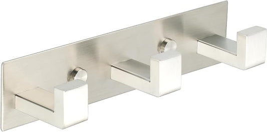 Alise Coat Hook Wall Mount Hat and Coat Rack 3 Hooks Wall Mount,Brushed | Key Hooks for Robes,Bags,Keys,and Towels,SUS304 Stainless Steel Wall Hooks for Hanging,Self Adhesive or Drilling