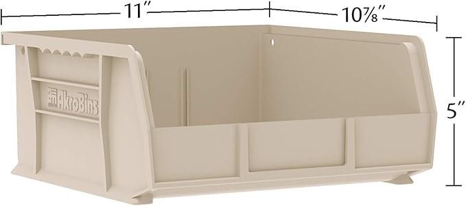 Akro-Mils 30235 AkroBins Plastic Storage Bins, 11"x11"x5", Clear, 6-Pack | Space-Saving Stackable Bins for Garage, Pantry, Craft Organization