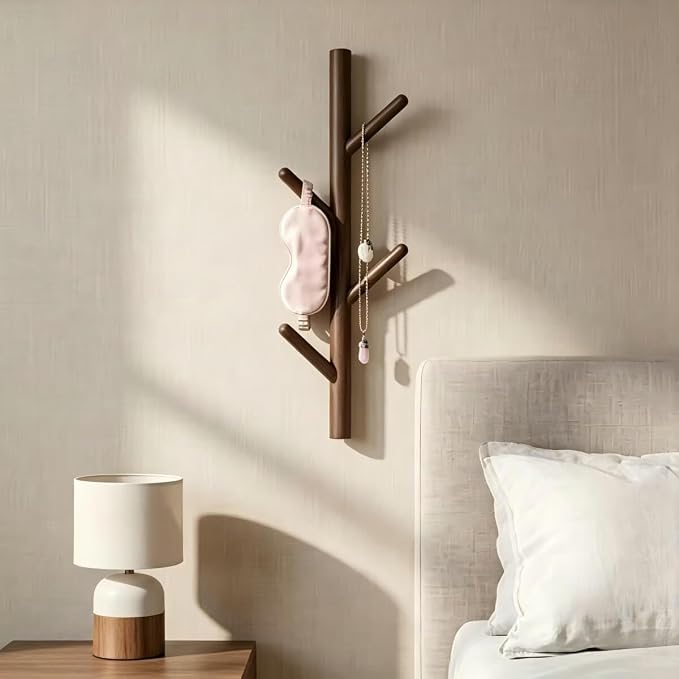 Wooden Wall Mount Coat Rack | Wall Coat Rack, 4 Hooks Tree Branch Coat Rack Wall Mount, Hat Rack for Wall Heavy Duty, Bathroom Towel Rack 2 Pack