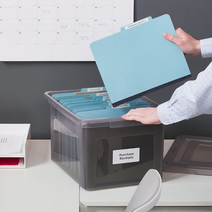 STAPLES File Box Plastic File Box Snap, Letter/Legal Size, Frost Gray, 2/Pack
