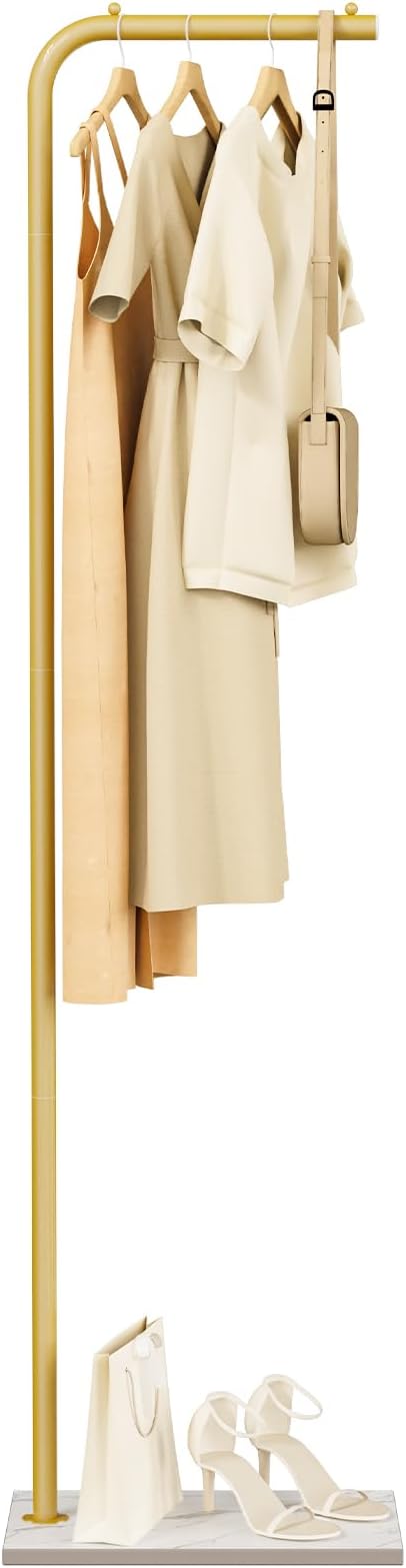 Coat Rack Freestanding with Rock Base,Clothes Stand,70.8In,Golden | Metal Clothing Rack with Rock Base,Coat Tree,Standing Hanger for Coat,Hat,Scarve,Garment Stand for Bedroom,Hallway,Entrance