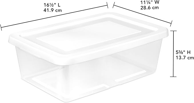 Sterilite Storage Box Stackable Tote, White, 12 Quart, 60 Pack | Clear Plastic Container with Secure Snapping Lids for Home and Office Organization