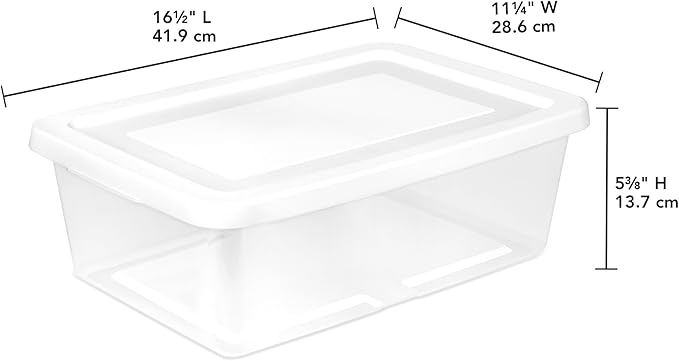 Sterilite Storage Box Stackable Tote, White, 12 Quart, 30 Pack | Clear Plastic Container with Secure Snapping Lids for Home and Office Organization
