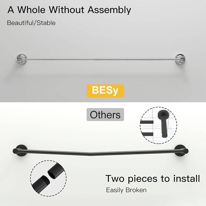 BESy Towel Racks for Bathroom Wall Mounted Bath Towel Bar Polished Chrome | Adjustable 16-26 In, Wall Mounted Towel Holder, Stainless Steel, Rustproof, Towel Bar Rod Hanger Hardware Accessories Hotel
