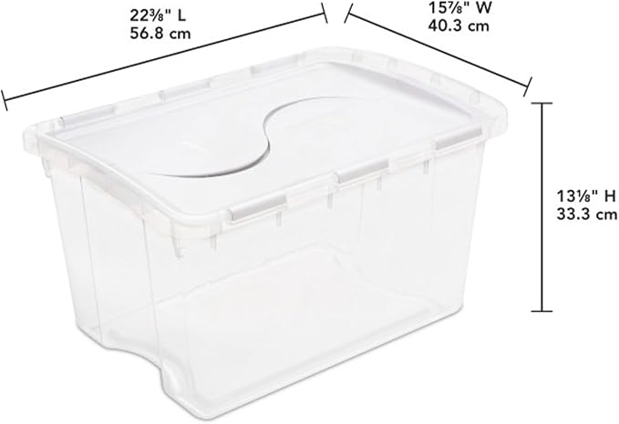 Sterilite 6-Pack Stackable Storage Bin with Lid, Clear Plastic Design, 48 Quart