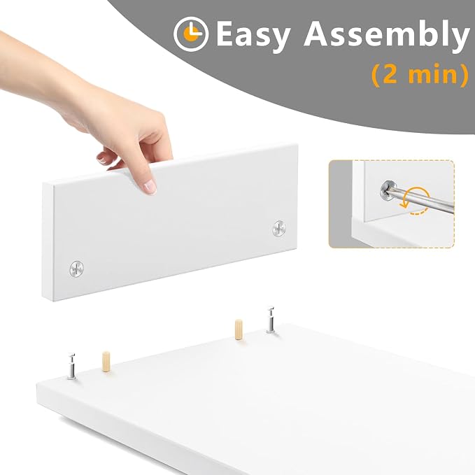 TAVR Dual Monitor Stand Riser, Wooden Computer Monitor Stand for 2 Monitors | Extra Long Multifunctional Desktop Organizer Riser for TV, PC Monitor, Laptop, Printer, Max 43.3" Length, White