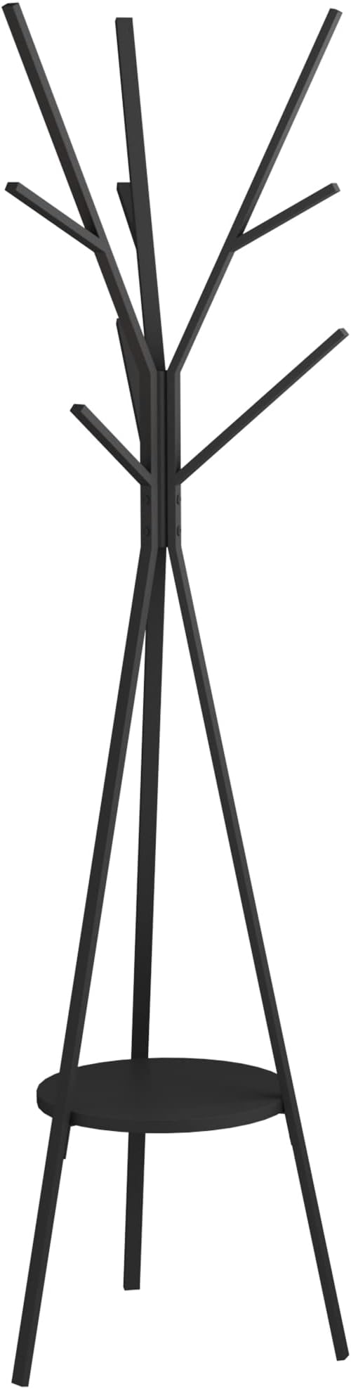 HOME BI Coat Rack Hat Stand Free Standing Display Hall Tree Metal Hat Hanger Garment Storage Holder with 9 Hooks for Clothes Hats and Scarves in Black,17.72" Wx17.72 Dx70.87 H (Black)