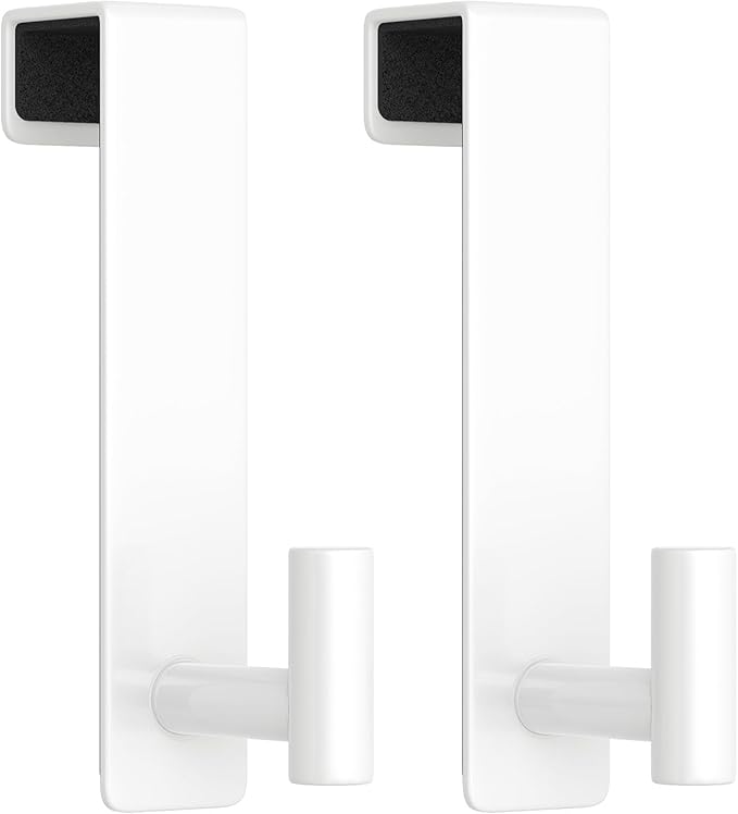WUIVIUT Over Door Hooks, Metal Hooks Organizer for Hanging, Over The Door Storage Rack for Robe,Towel Holder for Clothes (White, T Shape 2 Pack, Fits 1-3/4'' Thick)