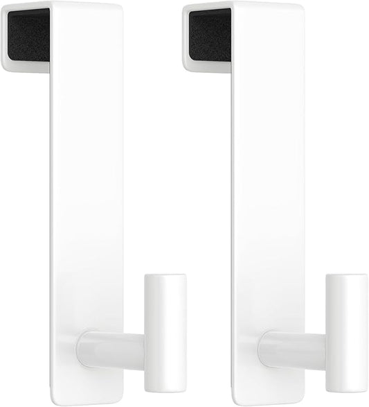 WUIVIUT Over Door Hooks, Metal Hooks Organizer for Hanging, Over The Door Storage Rack for Robe,Towel Holder for Clothes (White, T Shape 2 Pack, Fits 1-3/4'' Thick)