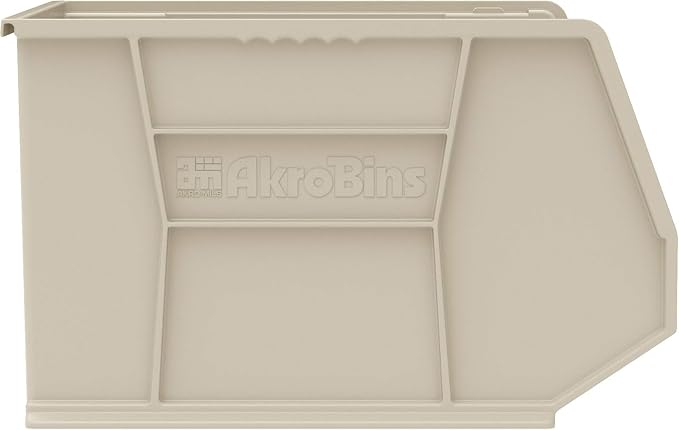 Akro-Mils 30270 AkroBins Plastic Storage Bins, 18"x16"x11", Stone, 3-Pack | Space-Saving Stackable Bins for Garage, Pantry, Craft Organization