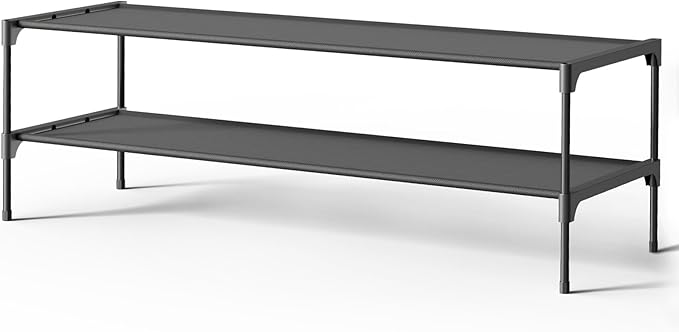 Kitsure Shoe Rack - Non-Woven Shoe Rack Shelf, 36.2" Wide - 2 Tier, Black | Shoe Organizer for Closet, Entryway, Garage, Stackable Shoe Shelves, college dorm&apartment essentials