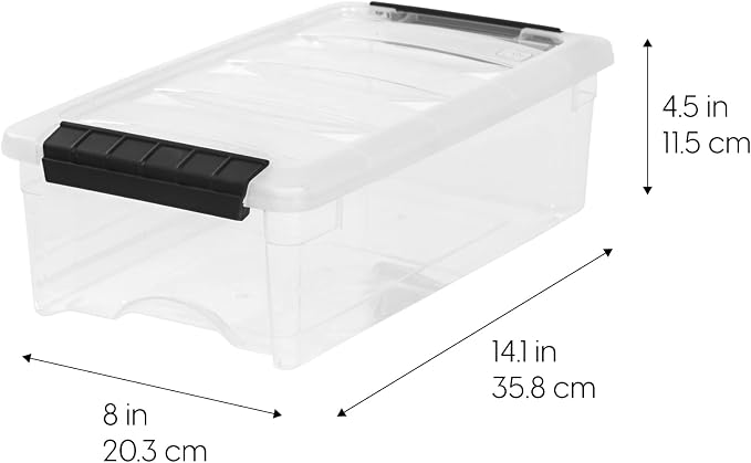 IRIS USA 10-Pack 6 Quart Storage Bins with Lids, Pearl | Conceals contents for a clean look. Ideal for shoes, photos, documents, and small essentials. Nestable design saves space