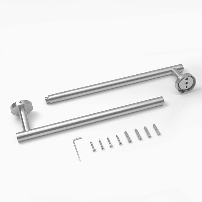 HITSLAM Brushed Nickel 24 Inch Towel Bar for Bathroom, SUS304 Stainless Steel Bathroom Towel Rack Wall Mounted, Modern Home Decor Bath Towel Holder with Hardware Accessories (Total Length 25.7 Inch)
