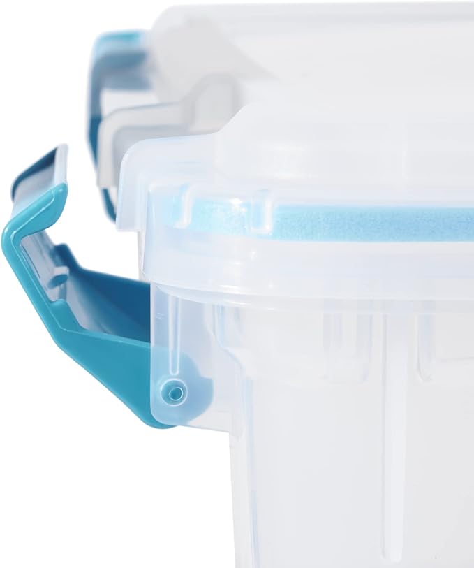 Sterilite 54 Qt Gasket Box, Stackable Storage Bin with Latching Lid and Tight Seal, Plastic Container to Organize Basement, Clear Base and Lid, 1-Pack