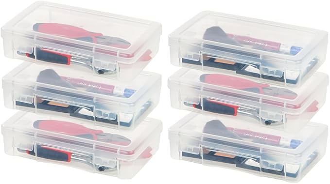 IRIS USA Clear Cases |Made in USA| Plastic Box Organizers (6-Pack)- Medium | Bead Storage Organizing Containers with Snap Lid for Arts, Crafts, Ephemera, Stickers, & Dance Cheer