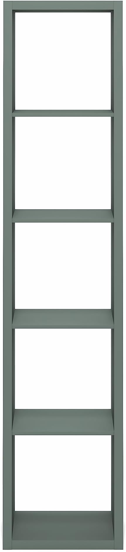 Furinno Cubicle Book Shelf, Vertical 5-Cube Bookshelf, Extra Thick Horizontally & Vertically Reversible Bookcase with Open Back, 14.6" x 16" x 72", for Living Room, Bedroom, Home Office, Sage Green