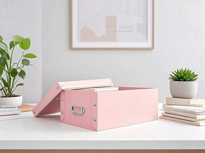 XUCHUN File Storage Boxes, Foldable Storage Bins with Lid 3 in 1 Set, Press-Stud Fastening, Moisture-Proof, Space Saving Storage, Photoes, Files, Closets