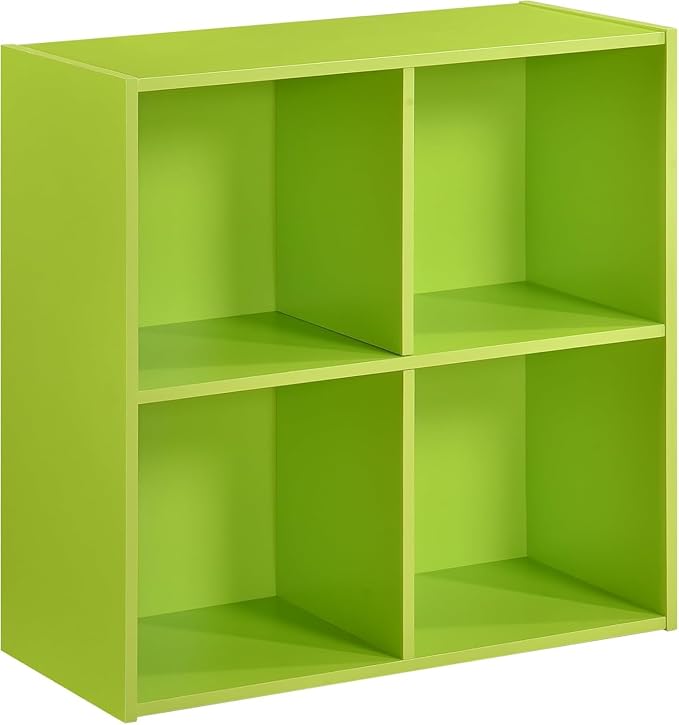 KB Designs - Green 4 Cube Storage Organizer Book Shelf, Toy Storage Organizer for Nursery, Kids Room, Playroom and Bedroom