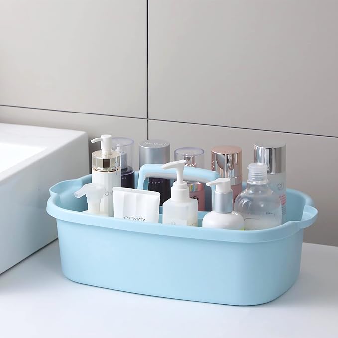 JiatuA Large Cleaning Supplies Caddy Portable Shower Caddy Basket Blue | Sturdy Supply Organizer with Handle Plastic Bucket Tool Storage for Bathroom Bedroom Kitchen Garden College Dorm Essentials