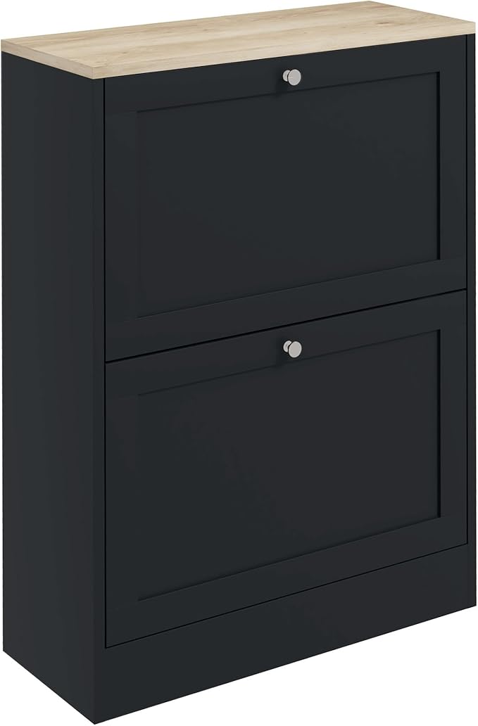 HOMCOM Shoe Cabinet with 2 Flip Drawers, Narrow Slim Shoe Rack, Black | Freestanding, Storage Cabinet, for Entryway, Hallway