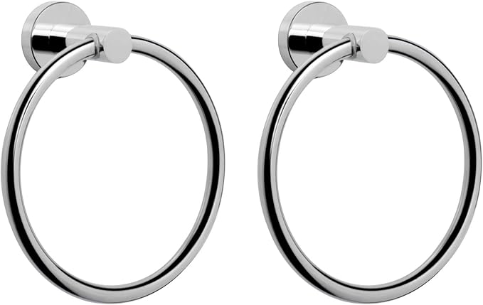 NearMoon Bath Towel Ring, Bathroom Hardware Accessories-Thicken Stainless Steel Hand Towel Holder for Bathroom, Modern Round Towel Hanger Wall Mounted (Chrome, 2 Pack)