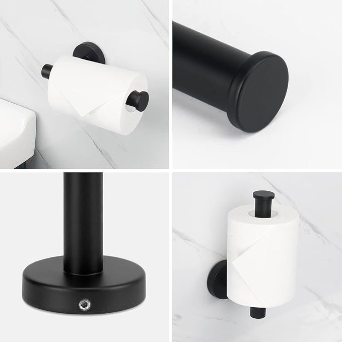 NearMoon Bathroom Hardware Set SUS 304 Thicken Stainless Steel-Towel Bar Set Include 16" Towel Rod, Toilet Paper Holder, Multifunctional Hooks Bathroom Accessories (Matte Black, 10 Pcs)