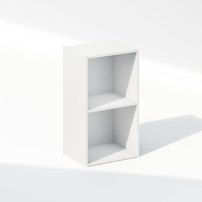 Furinno Reed Closet Organizers and Storage, 2-Tier Closet Organizer, Open Shelf Closet Storage, for Wardrobe, Bedroom, Living Room, White