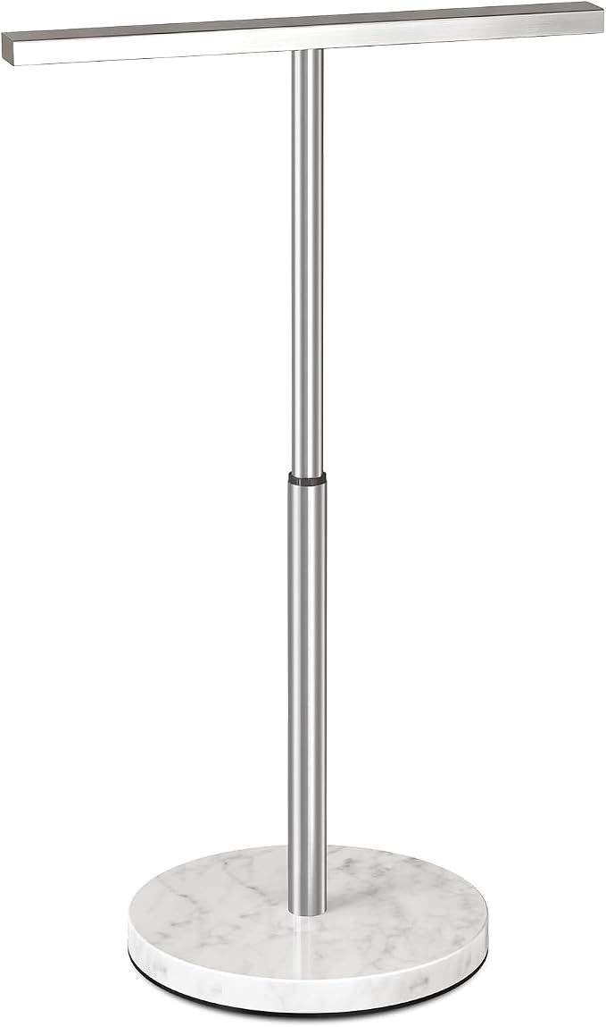 STWWO Hand Towel Stand, 11~18.8IN Adjustable Marble Base Brushed Nickel | for Bathroom, Kitchen & Countertop, T-Shape, Stainless Steel, with Sturdy Base