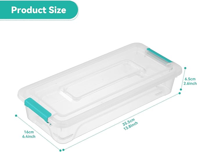 novelinks 4 Quart Clear Plastic Storage Containers with Lids (8 Pack) | Storage Bins with Lids, Stackable Small Clear Bins, Craft Storage Box, Paper Storage, Under Bed Storage Bins, Pencil Box