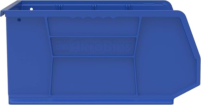 Akro-Mils 30250 AkroBins Plastic Storage Bins, 15"x16"x7", Blue, 6-Pack | Space-Saving Stackable Bins for Garage, Pantry, Craft Organization