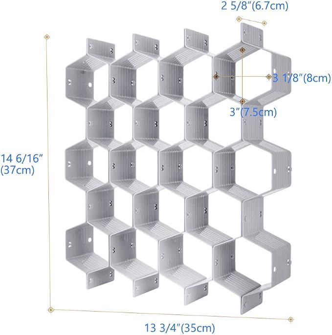 Drawer Divider Organizer Adjustable DIY Grid Honeycomb Drawer Divider for Underwear Belt Scarf Socks Gray