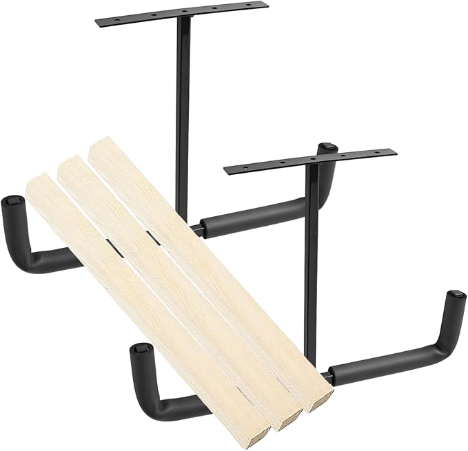 Heavy Duty Ceiling Garage Hooks, Overhead Garage Storage Rack, Wall Mounted Utility Hanger for Wood, Tools, Bicycle, Fishing Rod