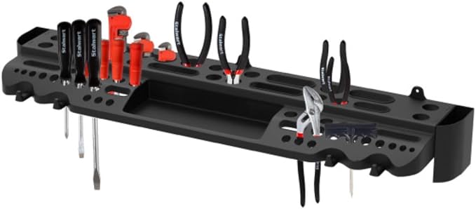 Stalwart Wall Mount Hand Tool Organizer with 61 Holes and 4 Hooks