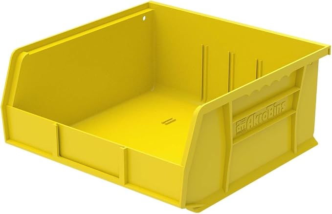 Akro-Mils 30235 AkroBins Plastic Storage Bins, 11"x11"x5", Yellow, 6-Pack | Space-Saving Stackable Bins for Garage, Pantry, Craft Organization