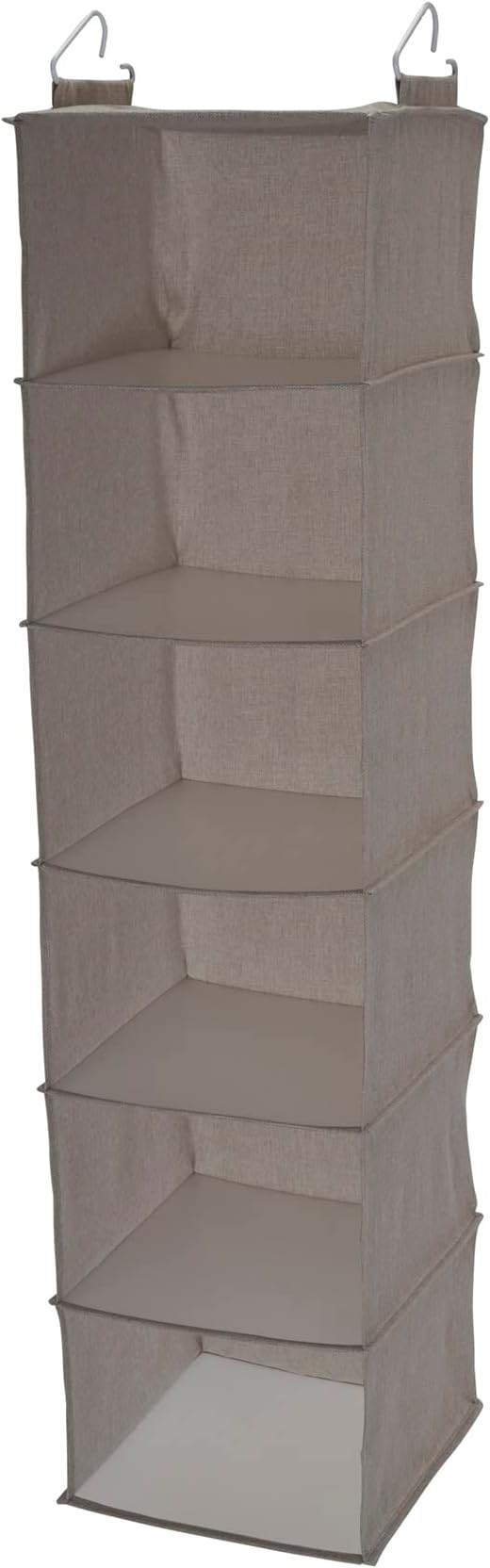 Household Essentials 6 Shelf Hanging Closet Organizer, Hanging Closet Shelf, Fabric Poly Linen and PEVA Shelving