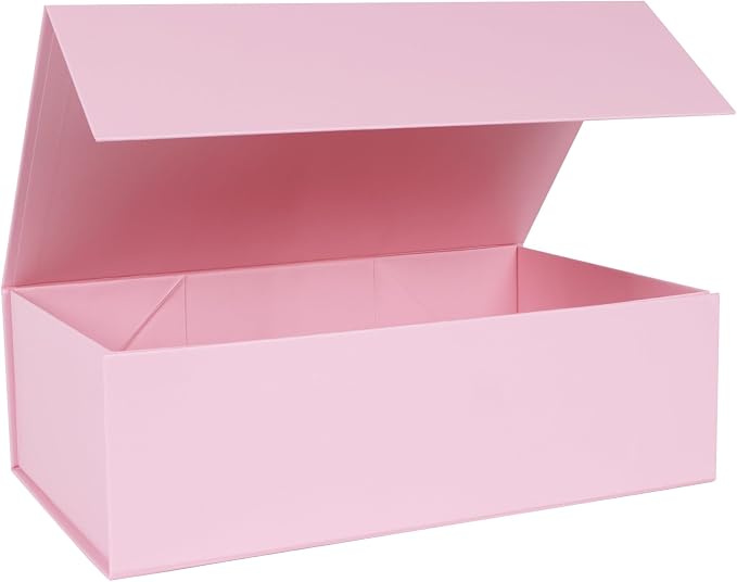 LFBOX Pink Gift Box with Magnetic Lid 1 Pack | Large Bridesmaid Groomsman Proposal Boxes,13.8x8.3x4.4 in, Collapsible Rectangle Storage Box